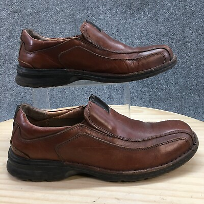 Clarks Shoes Mens 10 M Casual Loafers Comfort Flats 78861 Brown Leather Slip On $41.99