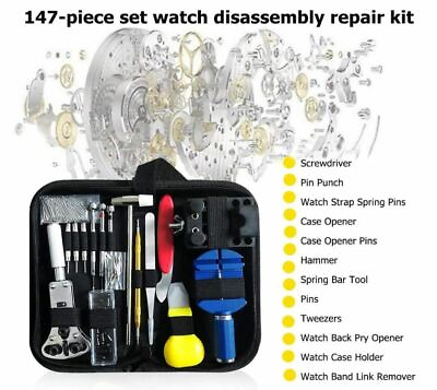 147 pcs Watch Repair Kit Watchmaker Back Case Remover Opener Link Pin Spring Bar $15.99