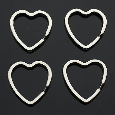 4pcs Heart Shaped Split Rings Key Ring Keychain Silver Color $6.89