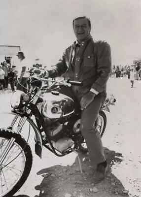 Western Actor John Wayne Sitting on Motorcycle Picture Photo Print 4quot;x6quot; $8.50