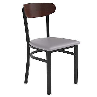 Flash Furniture Wright Transitional Steel Wood and Vinyl Dining Chairs Walnut $183.29