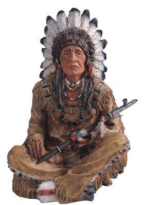 14quot;H Indian Chief Sitting Native American Figurine $66.26