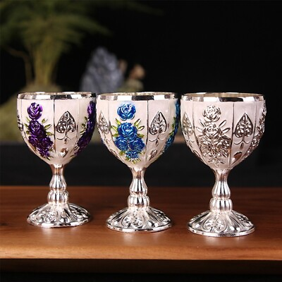 Handmade Aluminum Alloy Beverage Goblet with Antique Carvings 30ml Retro Cup #ad C $10.45