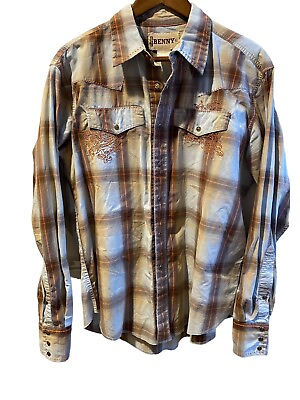 Wrangler Benny Brown Plaid Shirt Vintage Snap Front Men#x27;s XL Western Cowboy $22.13