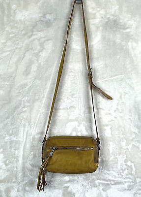 Frye Leather Zip Camera Crossbody Bag Distressed Yellow Double Sided $50.00