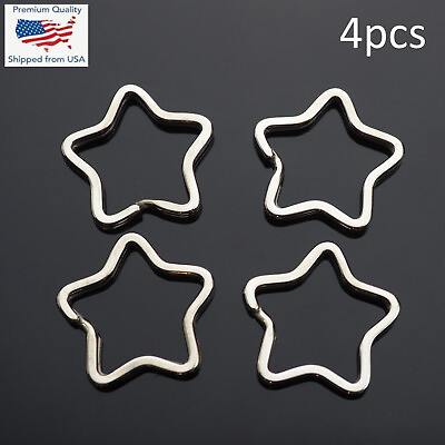 4pcs Star Shaped Split Rings Key Ring Keychain Silver Color $6.89