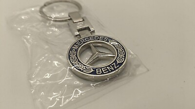 Metal Mercedes Benz Logo Car Keychain Silver amp; Blue New $7.99