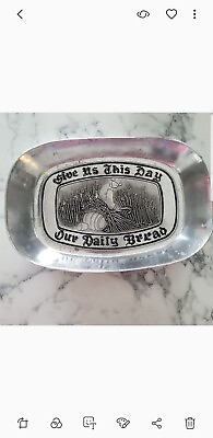 Wilton Armetale Platter Tray Plate Give Us This Day Our Daily Bread 11â€�x7â€� $10.00