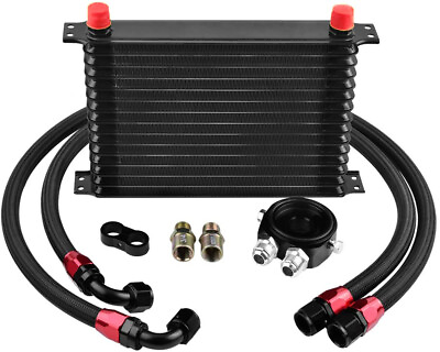 LokoCar Oil Cooler Kit Engine Transmission 15 Rows AN10 Aluminium Alloy Hose Kit $85.99