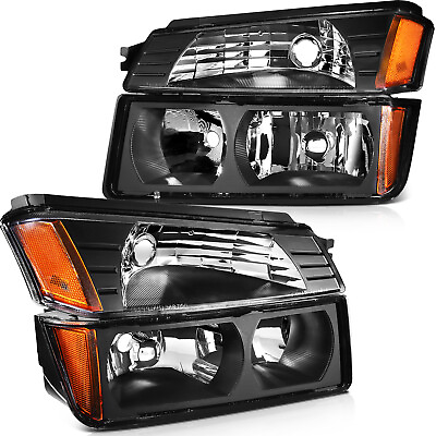 For Chevy Avalanche 2002 2006 Front Black Replacment Headlights Assembly $73.99