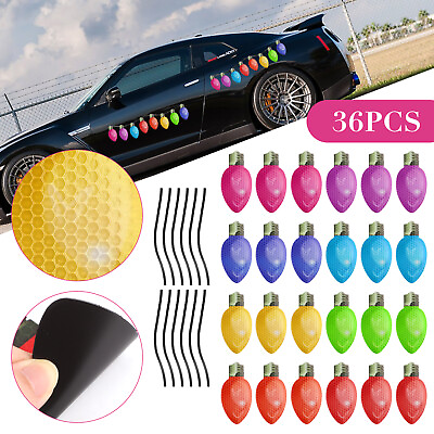 36X Magnet Reflective Stickers Christmas Light Bulb Shaped Decal Car Home Decor $9.48