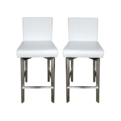 Home Square 30quot; Transitional Stainless Steel Bar Stool in White Set of 2 $698.96