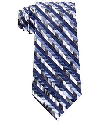 Tommy Hilfiger Men#x27;s Village Classic Textured Stripe Silk Tie Navy Size Regular $8.00